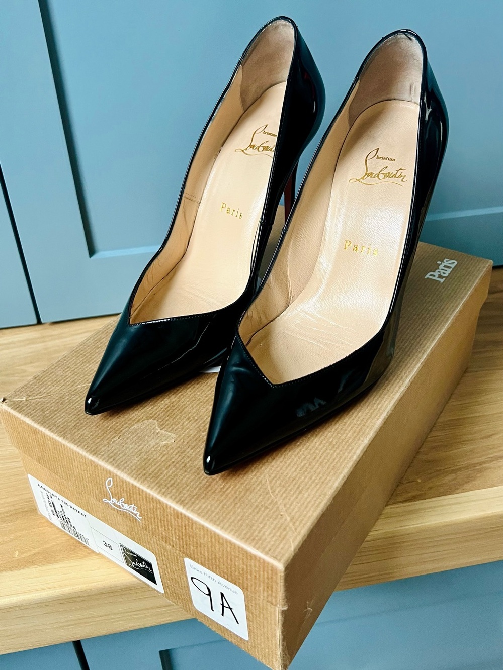 Christian Louboutin Completa 100 Black Patent Leather Pumps, size 38 EU